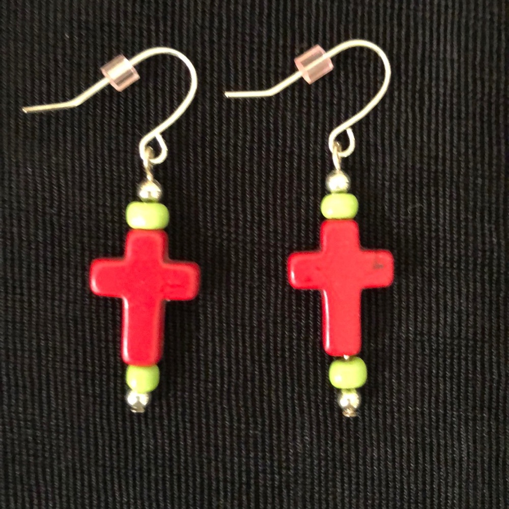 Handcrafted Dangle Cross Earrings